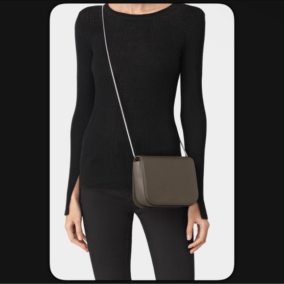 All Saints Arc Small Crossbody Purse in Mink Grey - Picture 2 of 14